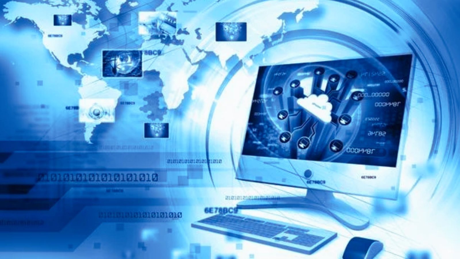 A futuristic concept image illustrating interconnected devices representing the future of the Internet of Things.