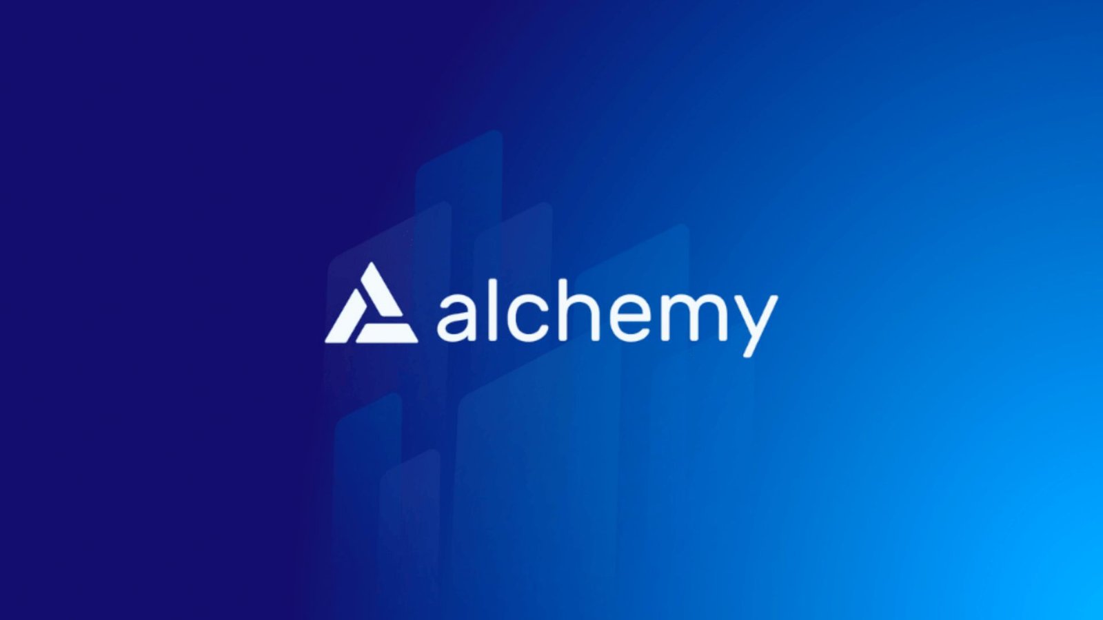 Alchemy logo displayed prominently on a blue background.