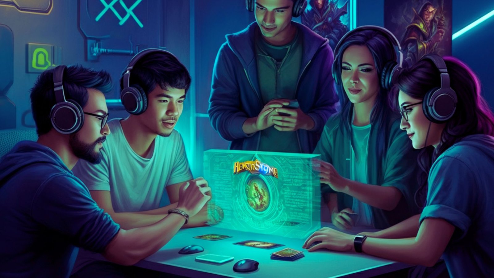 A diverse group of people gathered around a TV, enthusiastically playing video games together.