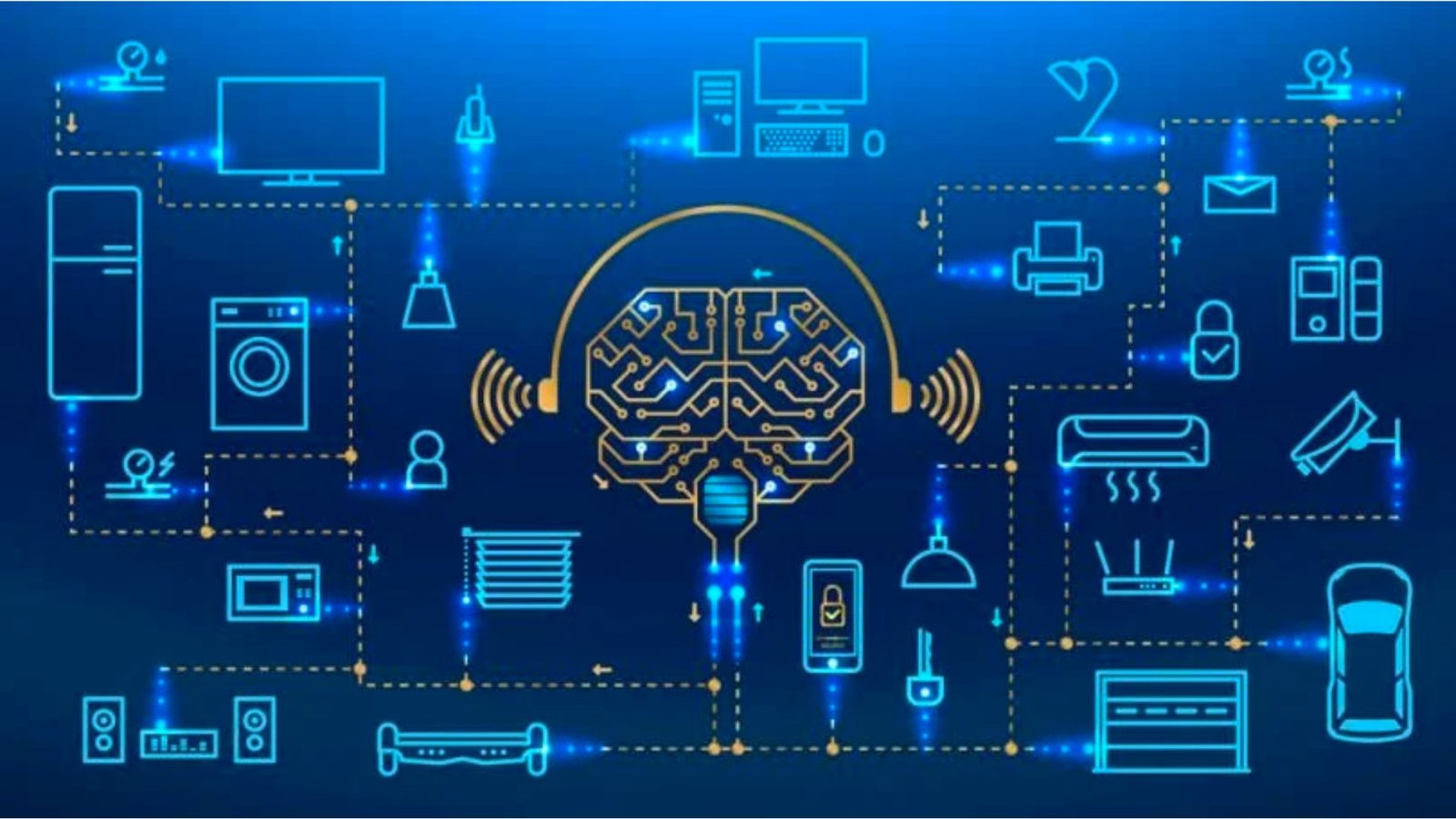 A modern smart home with advanced technology, showcasing automated lighting, security, and energy management systems.