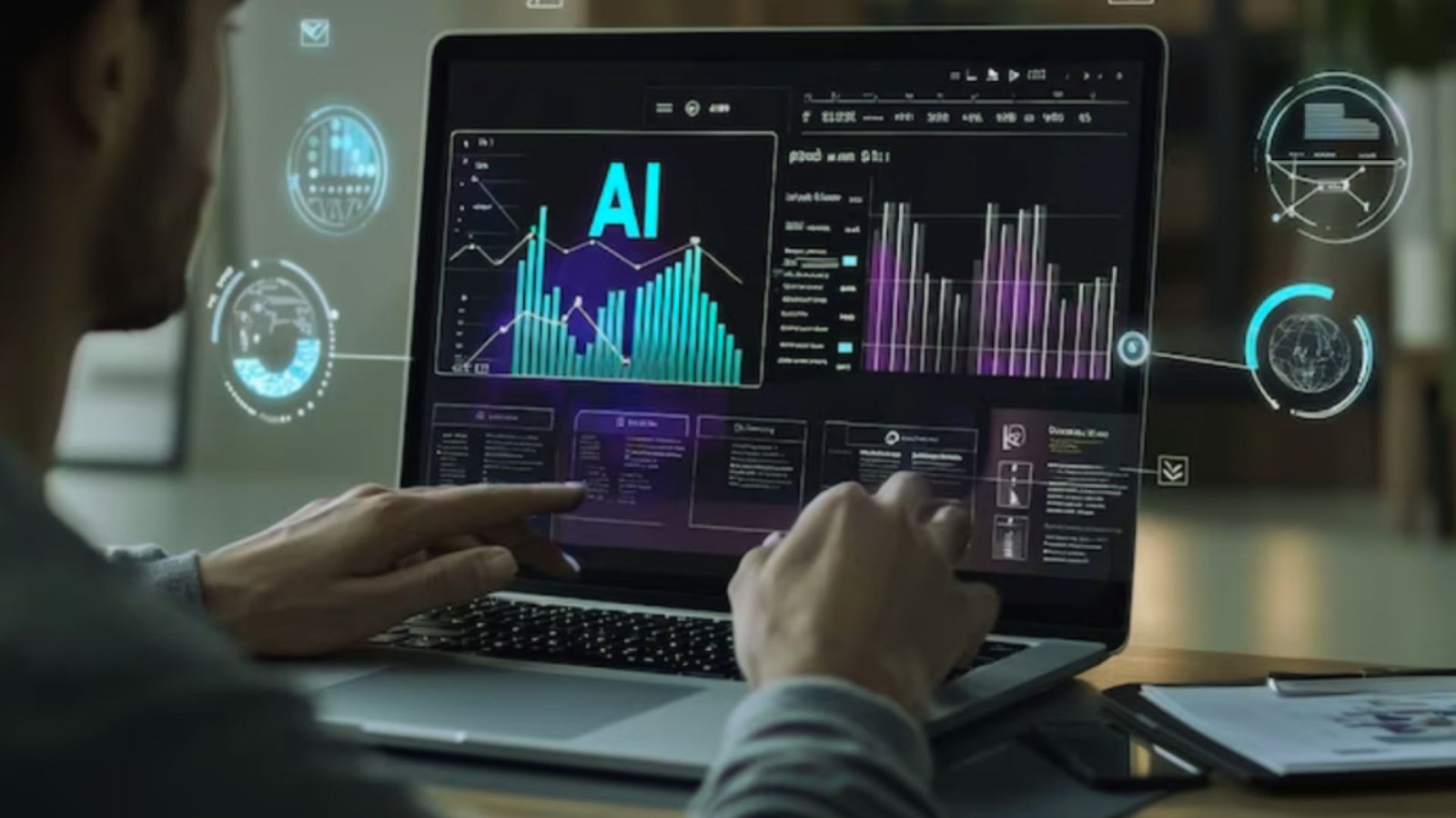  Illustration of AI and data science integration in enterprise settings, showcasing analytics and technology collaboration.