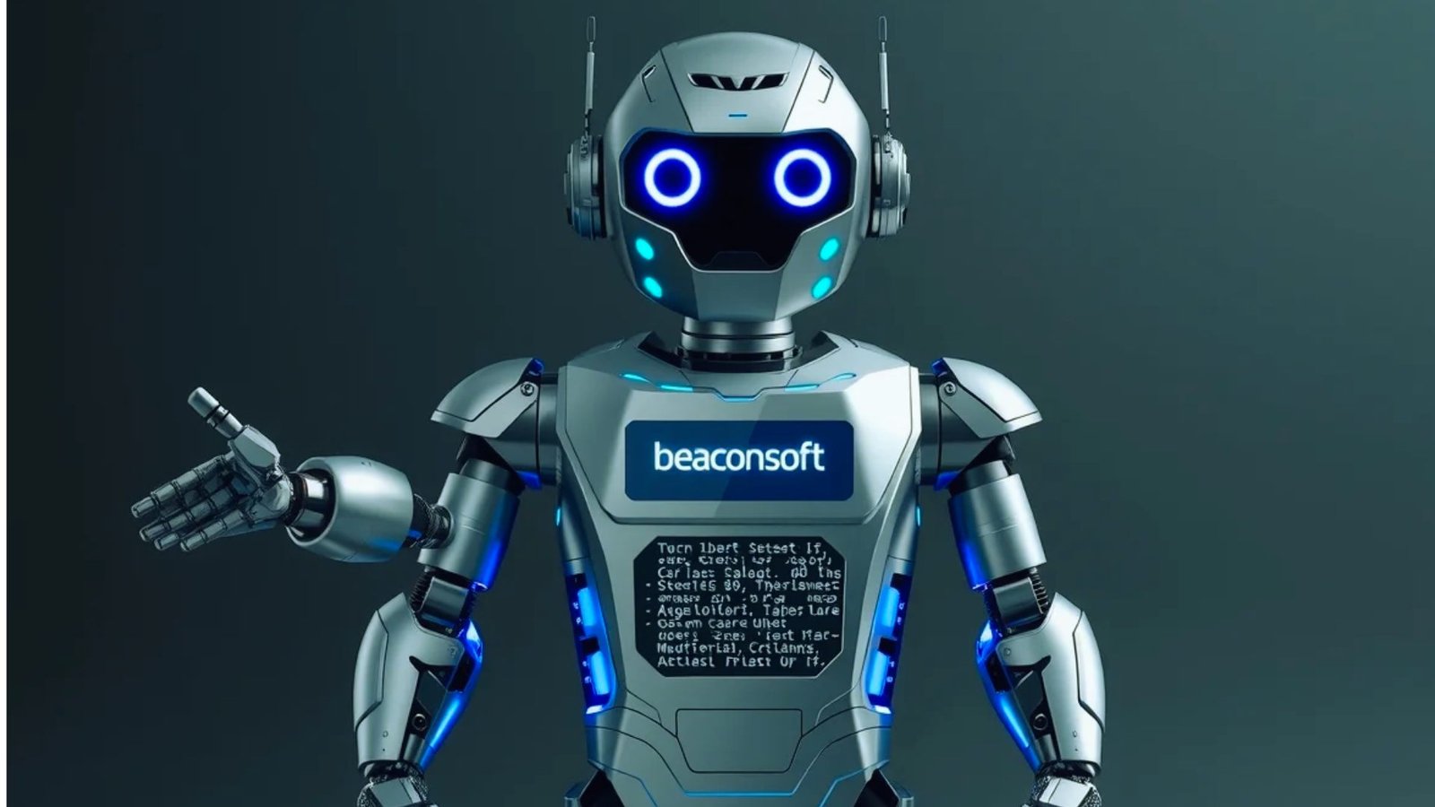 A robot with a blue light on its face, showcasing a sleek design and futuristic features.