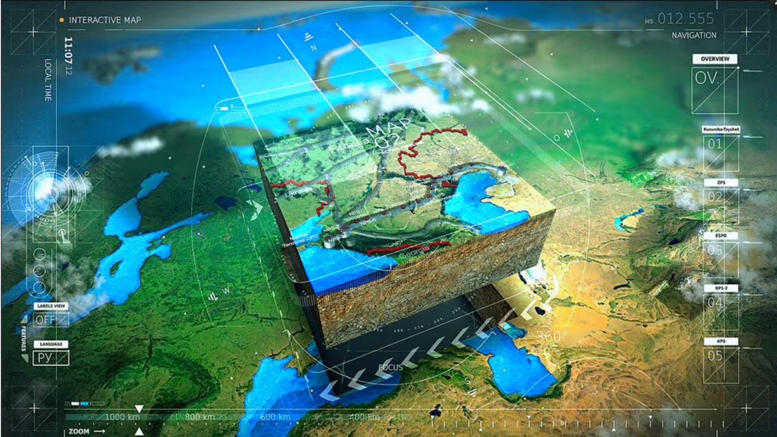 A computer screen displaying a detailed map of the world with various countries and continents highlighted.
