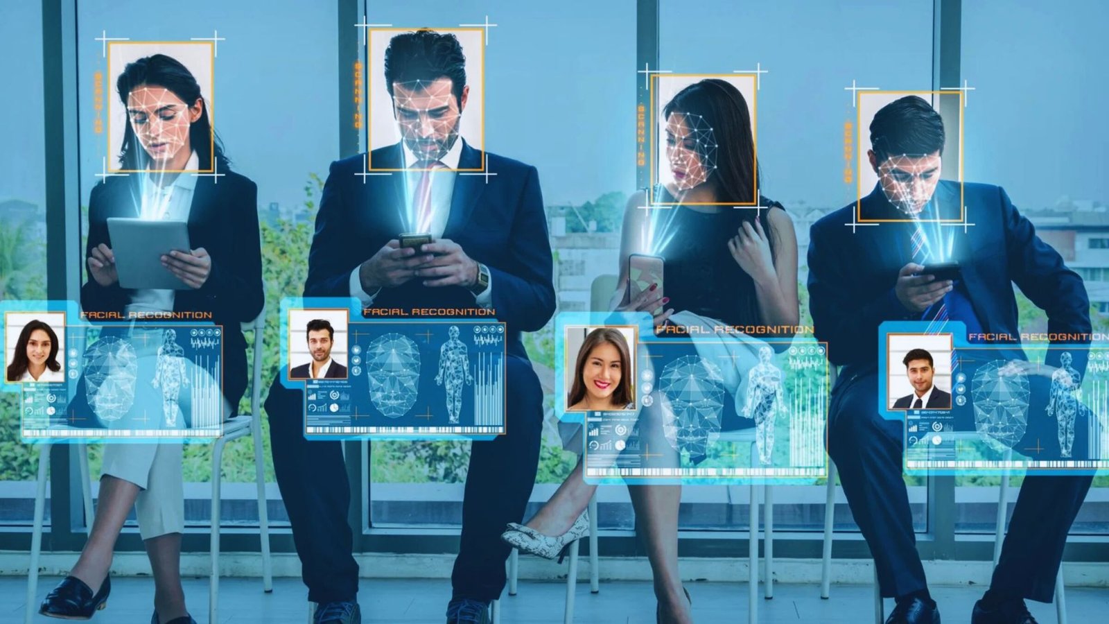 A group of business professionals gathered around a computer screen, engaged in discussion and collaboration.