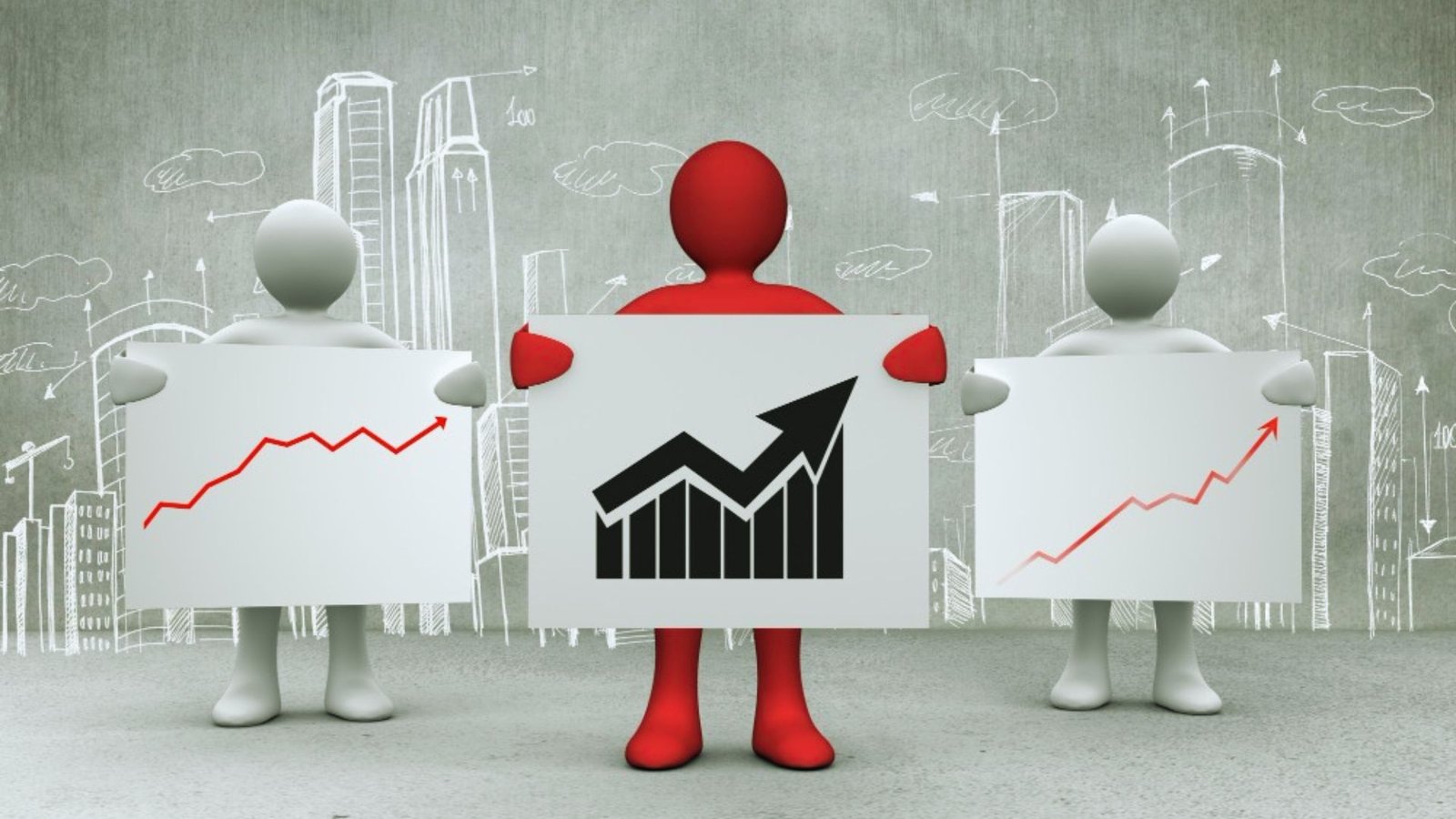 Three individuals display a chart featuring a graph, emphasizing data analysis in a collaborative setting.
