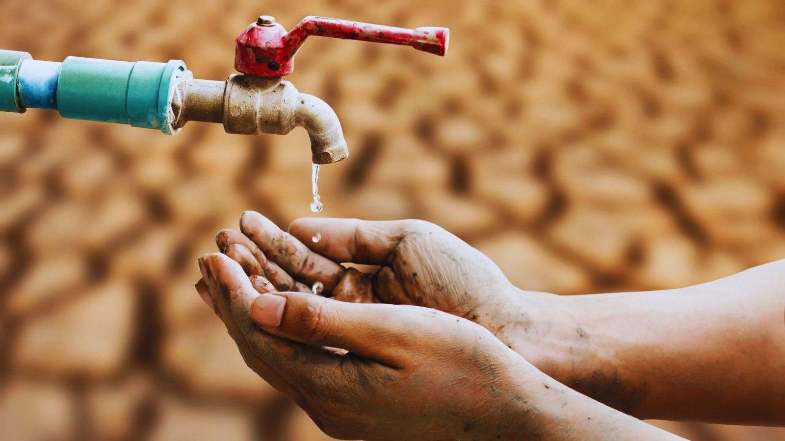  A person holds a red water faucet, demonstrating its design and functionality.
