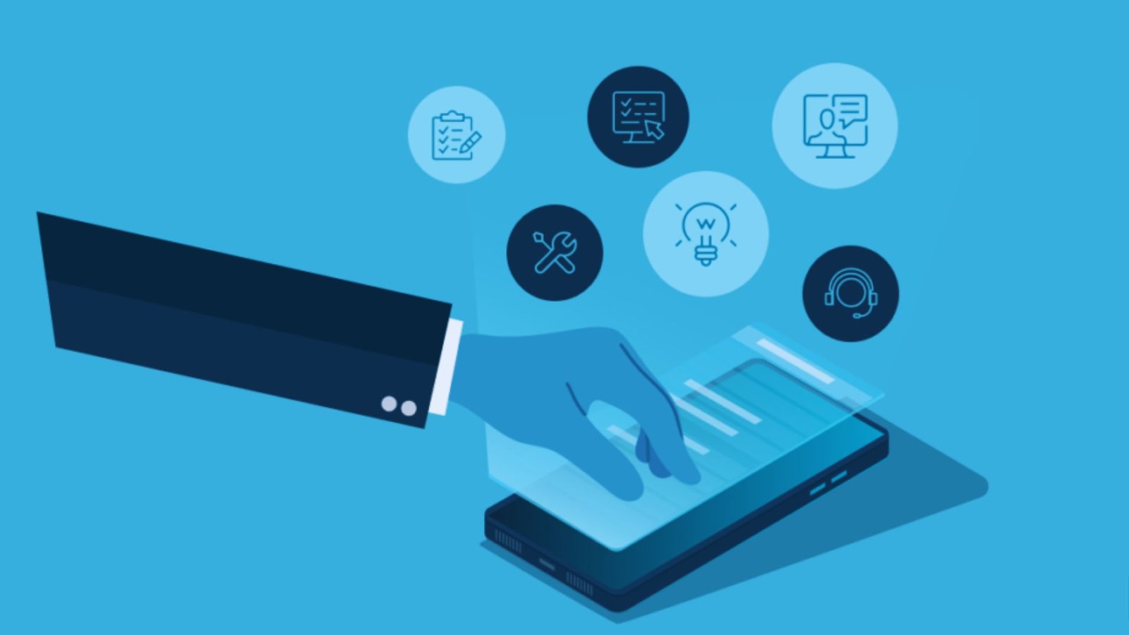  Image illustrating strategies for using mobile apps to enhance business operations and customer engagement.