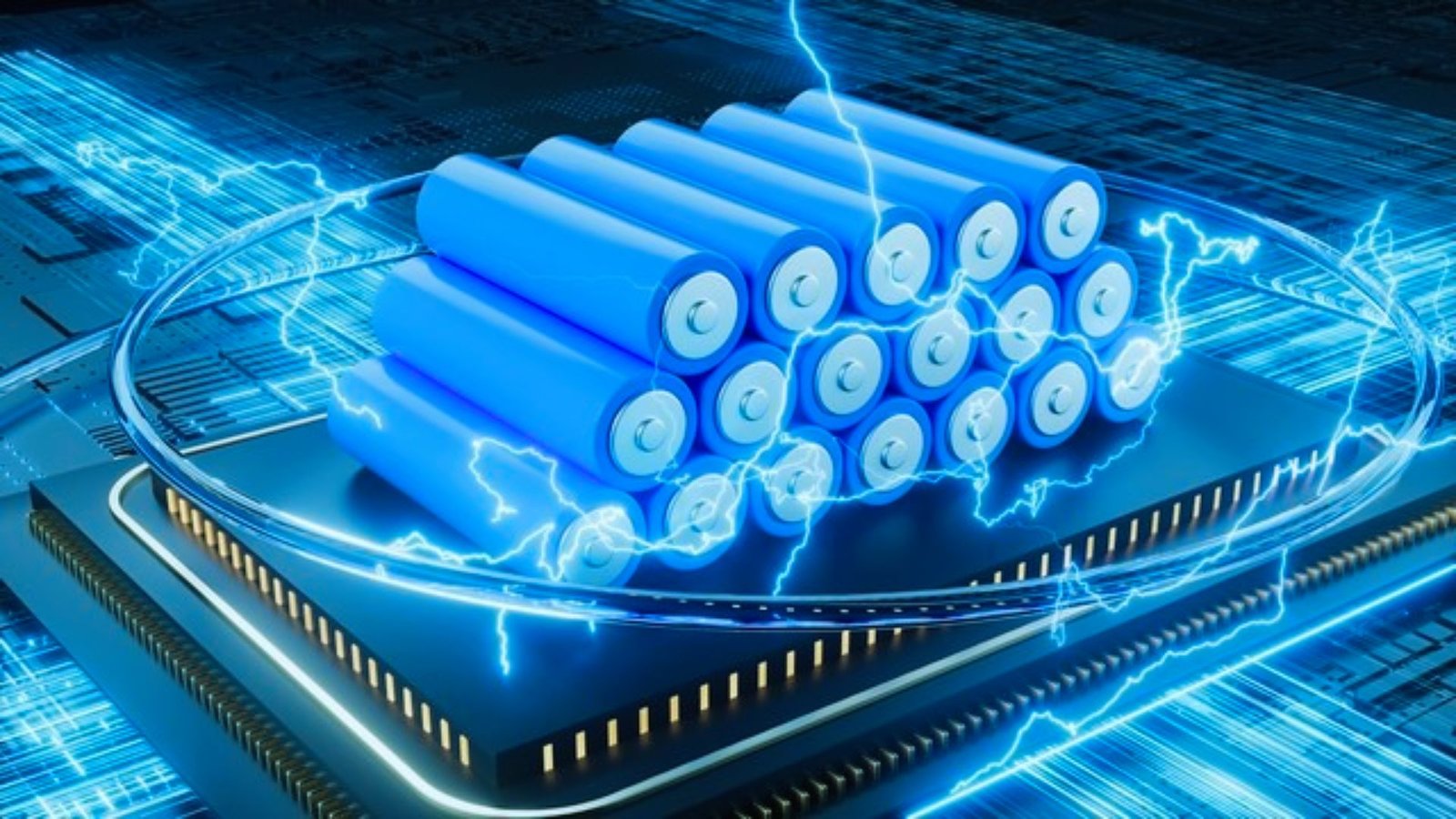 A stack of batteries placed on a circuit board, showcasing their connection and integration in electronic devices.
