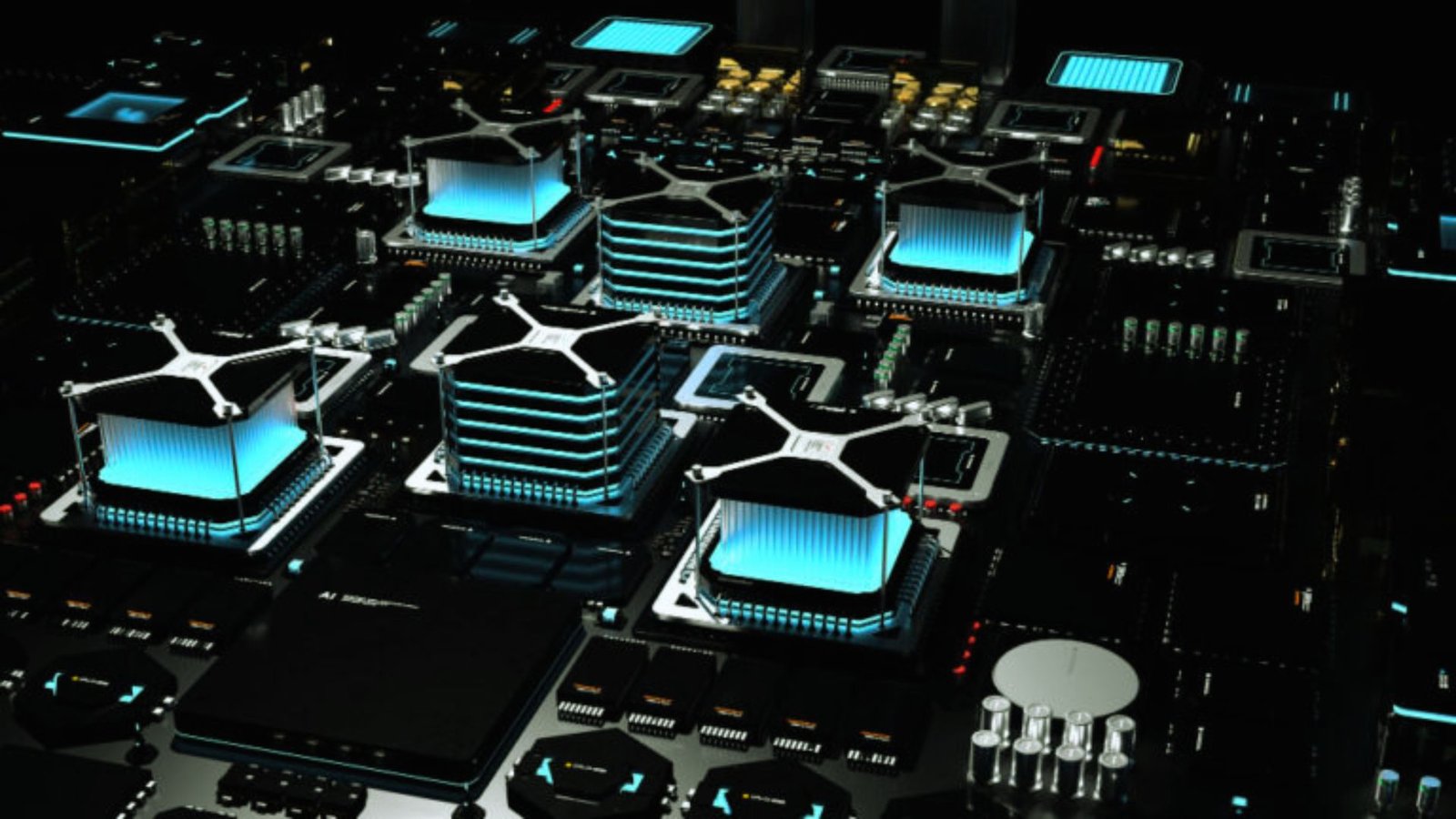 A computer surrounded by various types of computers, showcasing a range of models and designs in a tech environment.